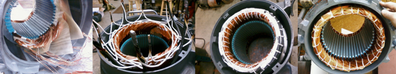 Two photos of a motor with wires attached.