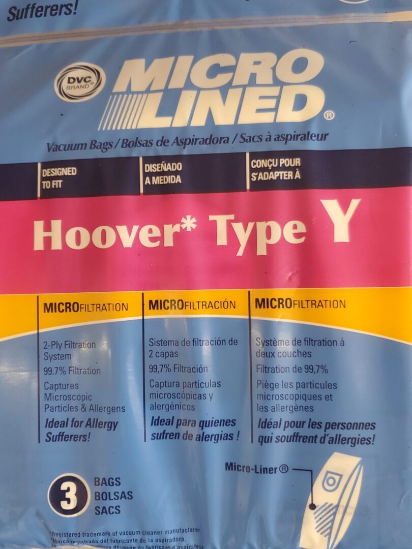 A bag of microlined hoover type y
