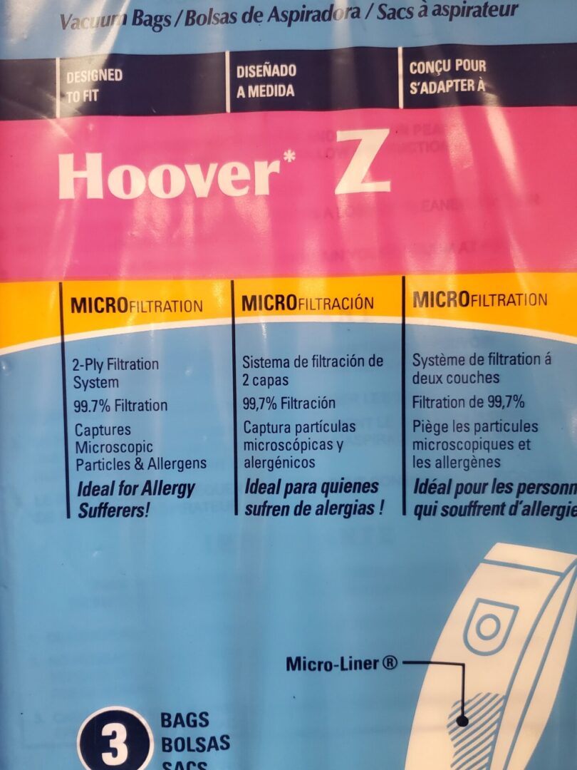 A box of hoover z vacuum bags.