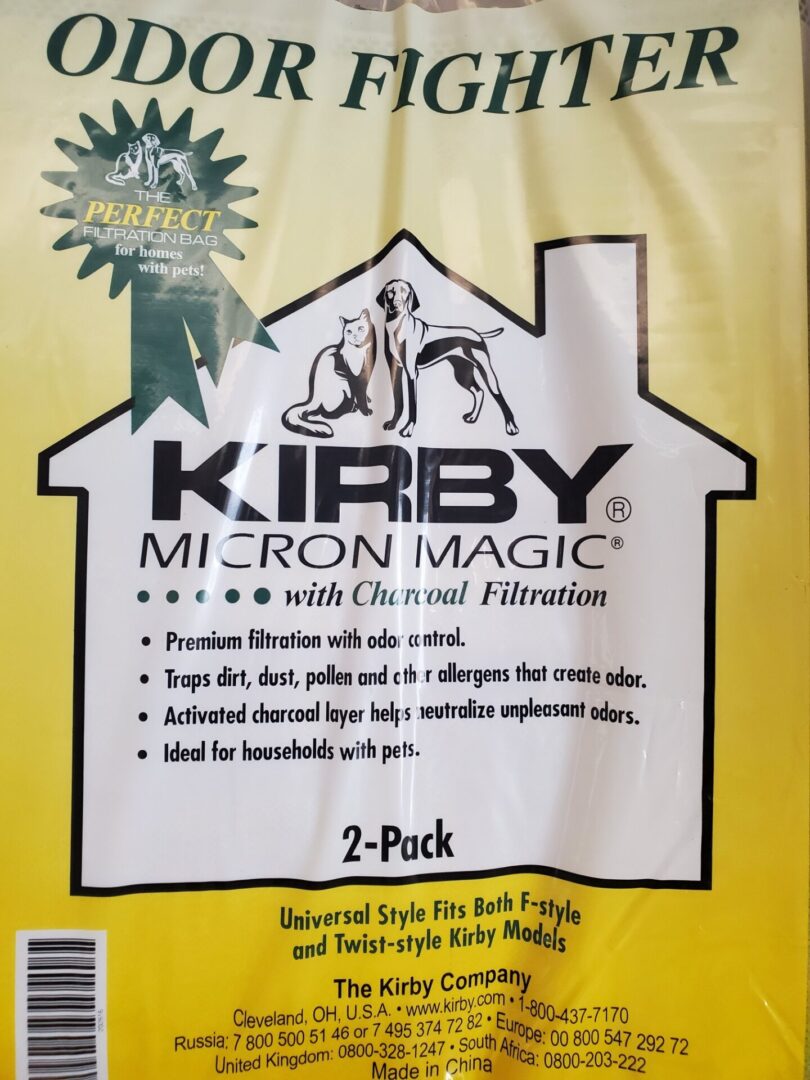 A yellow bag of kirby micron magic