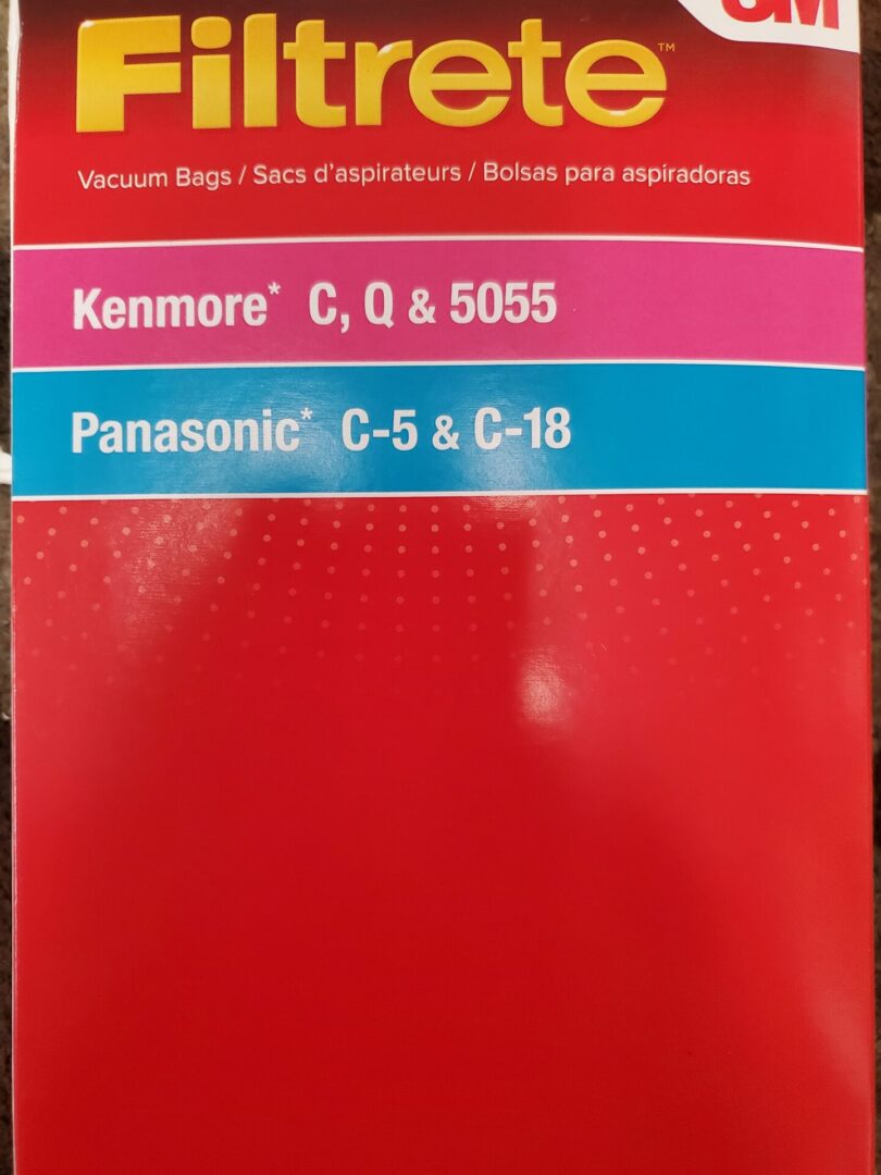 A red and blue book with the names of different types of vacuum cleaners.