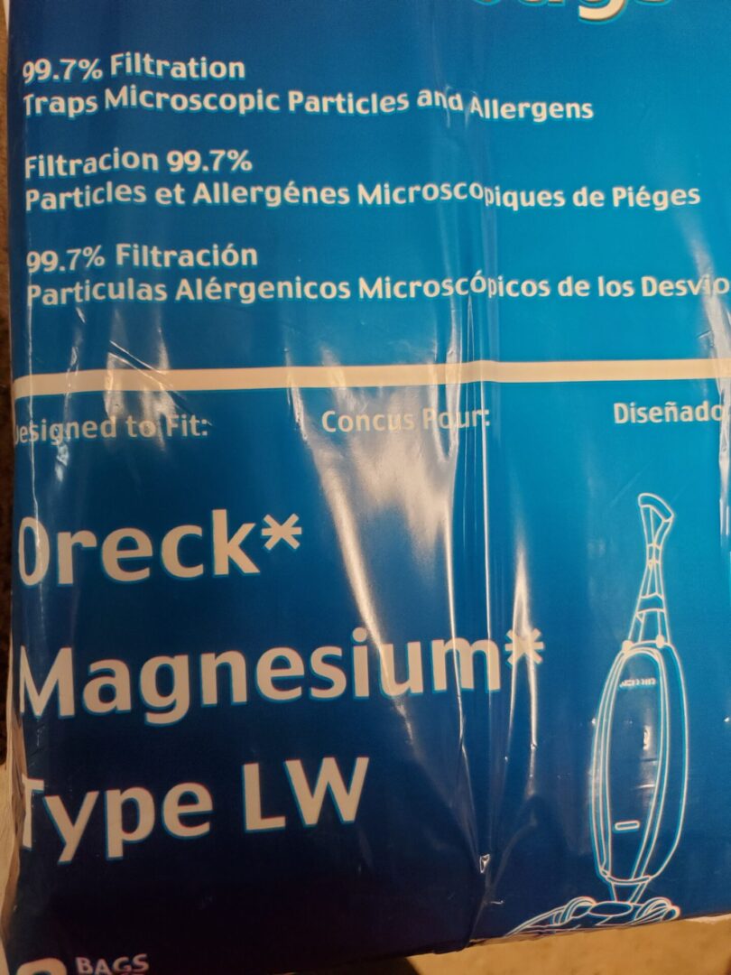 Oreck magnesium vacuum bags type LW
